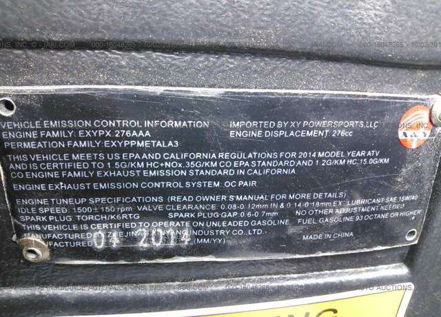 2014 XINY XY300 UTV VIN: LXCRSPZ13EX000196